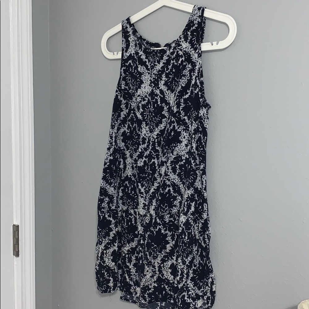 Blue and White Patterned Tunic Dress